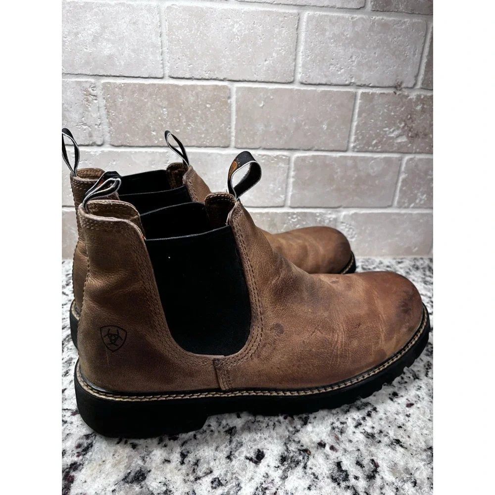 Ariat Men's Spot Hog Chelsea Boots Composite Toe 14D Distressed‎ Brown Leather